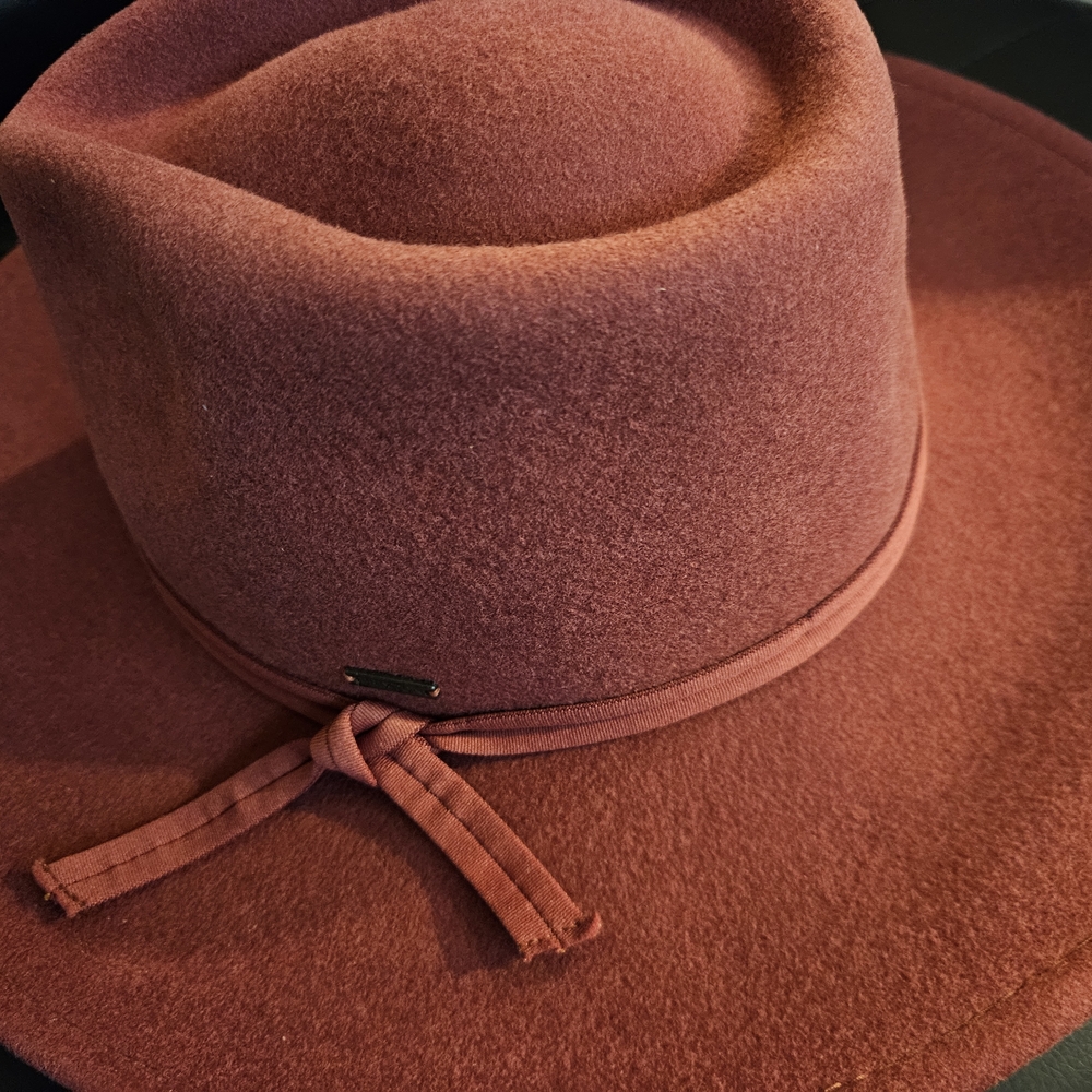 NEW Brixton Joanna Packable/Adjustable Wool Fedora Hat In Dark Brick  Size S